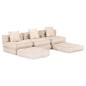 vidaXL 3-Sitzer Modularer Pouf Beige Stoff vidaXL 3-Sitzer Modularer Pouf Beige Stoff