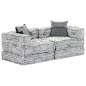 vidaXL 2-Sitzer Modularer Pouf Hellgrau Stoff vidaXL 2-Sitzer Modularer Pouf Hellgrau Stoff