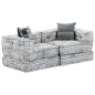 vidaXL 2-Sitzer Modularer Pouf Hellgrau Stoff vidaXL 2-Sitzer Modularer Pouf Hellgrau Stoff