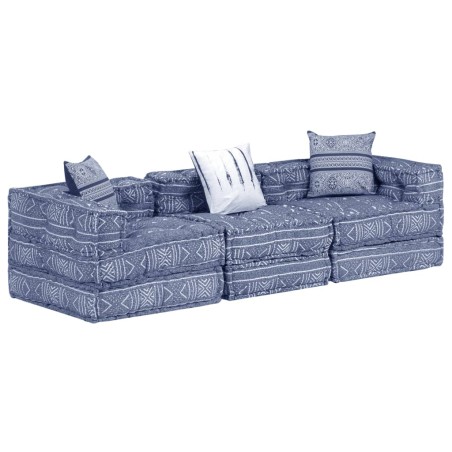 vidaXL 3-Sitzer Modularer Pouf Indigo Stoff 
