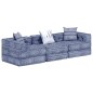 vidaXL 3-Sitzer Modularer Pouf Indigo Stoff vidaXL 3-Sitzer Modularer Pouf Indigo Stoff