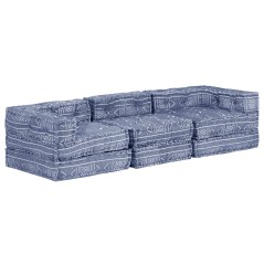 vidaXL 3-Sitzer Modularer Pouf Indigo Stoff 