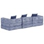 vidaXL 3-Sitzer Modularer Pouf Indigo Stoff vidaXL 3-Sitzer Modularer Pouf Indigo Stoff