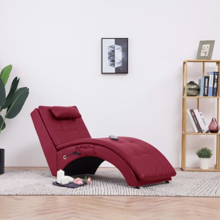 vidaXL Massage Chaiselongue mit Kissen Weinrot Kunstleder