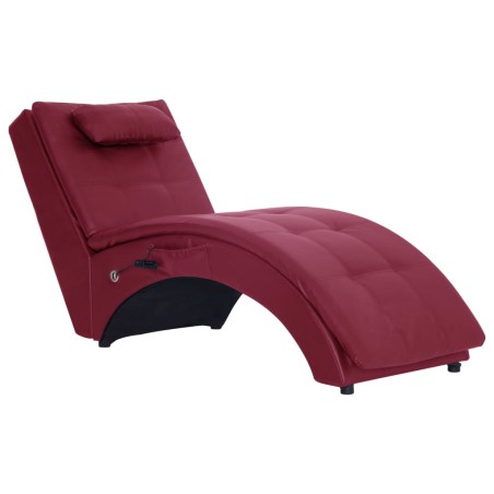vidaXL Massage Chaiselongue mit Kissen Weinrot Kunstleder