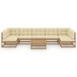 8-tlg. Garten-Lounge-Set Kissen Honigbraun Kiefer Massivholz 8-tlg. Garten-Lounge-Set Kissen Honigbraun Kiefer Massivholz