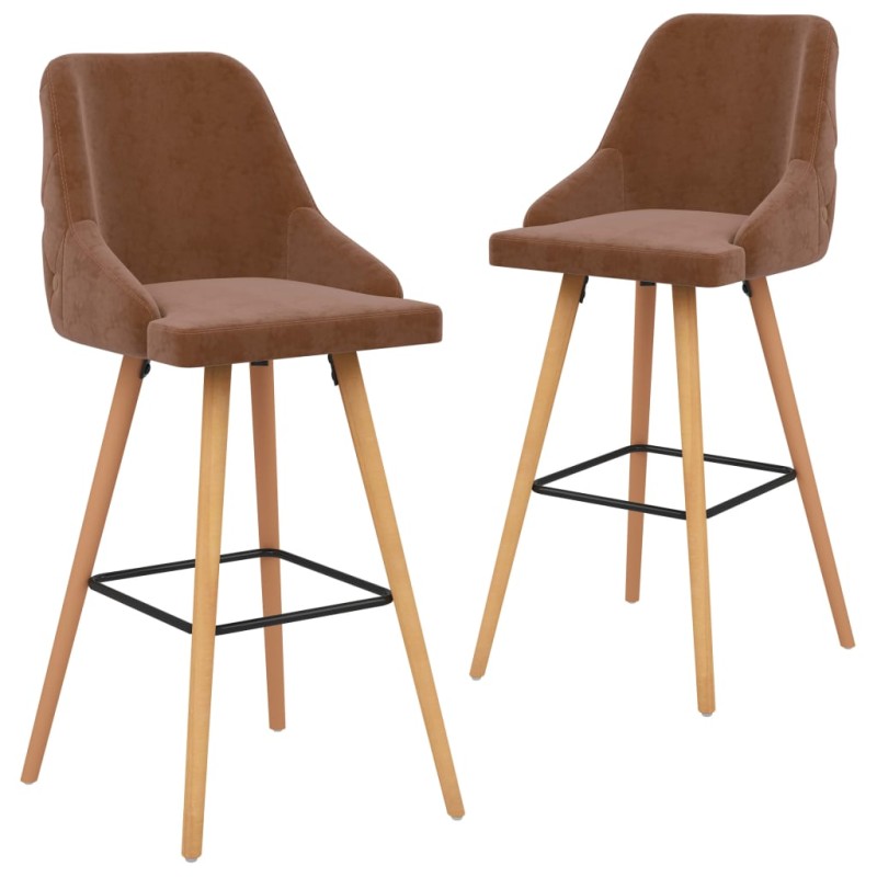 vidaXL Barhocker 2 Stk. Braun Samt vidaXL Barhocker 2 Stk. Braun Samt