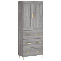 Highboard Grau Sonoma 69,5x34x180 cm Holzwerkstoff