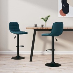 vidaXL Barhocker 2 Stk. Blau Samt 