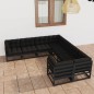 vidaXL 8-tlg. Garten-Lounge-Set mit Kissen Schwarz Massivholz Kiefer vidaXL 8-tlg. Garten-Lounge-Set mit Kissen Schwarz Massivholz Kiefer