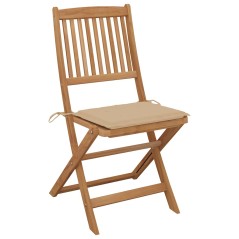 vidaXL Klappbare Gartenstühle 4 Stk. mit Kissen Massivholz Akazie