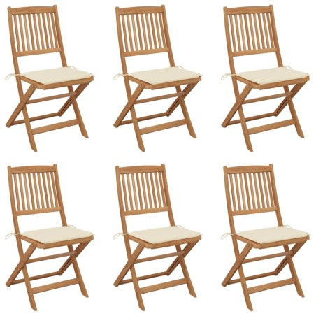 vidaXL Klappbare Gartenstühle 6 Stk. mit Kissen Massivholz Akazie