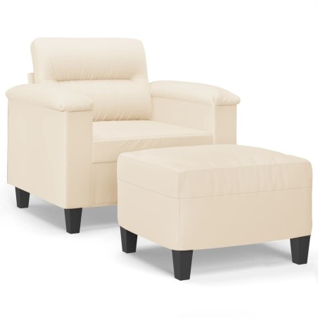 vidaXL Sessel mit Hocker Beige 60 cm Mikrofasergewebe