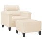 vidaXL Sessel mit Hocker Beige 60 cm Mikrofasergewebe vidaXL Sessel mit Hocker Beige 60 cm Mikrofasergewebe