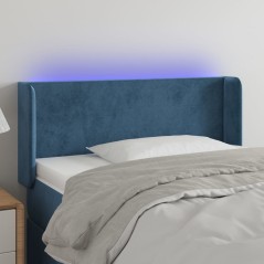 vidaXL LED Kopfteil Dunkelblau 103x16x78/88 cm Samt