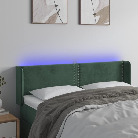 vidaXL LED Kopfteil Dunkelgrün 147x16x78/88 cm Samt