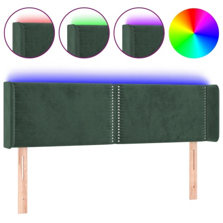 vidaXL LED Kopfteil Dunkelgrün 147x16x78/88 cm Samt