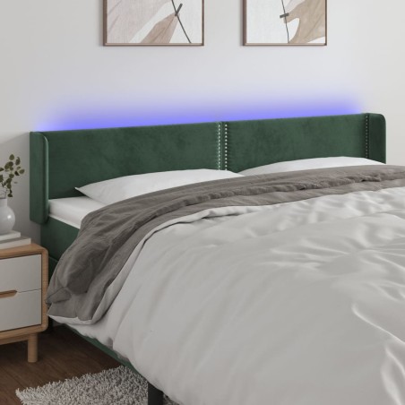 vidaXL LED Kopfteil Dunkelgrün 163x16x78/88 cm Samt