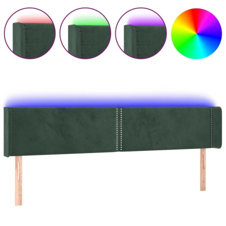 vidaXL LED Kopfteil Dunkelgrün 163x16x78/88 cm Samt