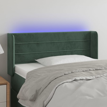 vidaXL LED Kopfteil Dunkelgrün 103x16x78/88 cm Samt