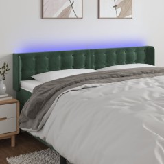 vidaXL LED Kopfteil Dunkelgrün 183x16x78/88 cm Samt
