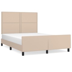 vidaXL Bettgestell mit Kopfteil Cappuccino-Braun 140x190 cm Kunstleder