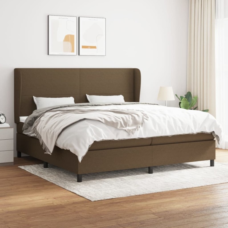 vidaXL Boxspringbett mit Matratze Dunkelbraun 200x200 cm Stoff vidaXL Boxspringbett mit Matratze Dunkelbraun 200x200 cm Stoff