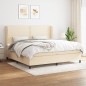 vidaXL Boxspringbett mit Matratze Creme 200x200 cm Stoff vidaXL Boxspringbett mit Matratze Creme 200x200 cm Stoff