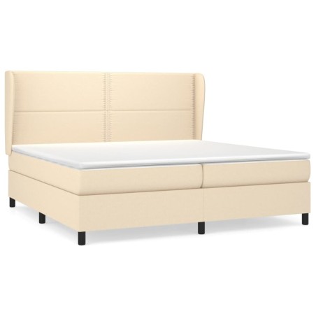 vidaXL Boxspringbett mit Matratze Creme 200x200 cm Stoff