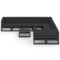 10-tlg. Garten-Lounge-Set mit Kissen Schwarz Kiefer Massivholz 10-tlg. Garten-Lounge-Set mit Kissen Schwarz Kiefer Massivholz
