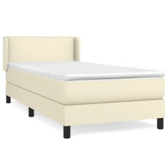 vidaXL Boxspringbett mit Matratze Creme 100x200 cm Kunstleder