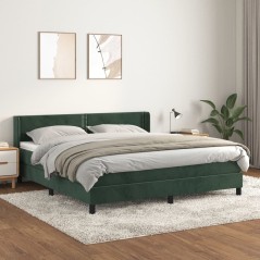 vidaXL Boxspringbett mit Matratze Dunkelgrün 160x200 cm Samt