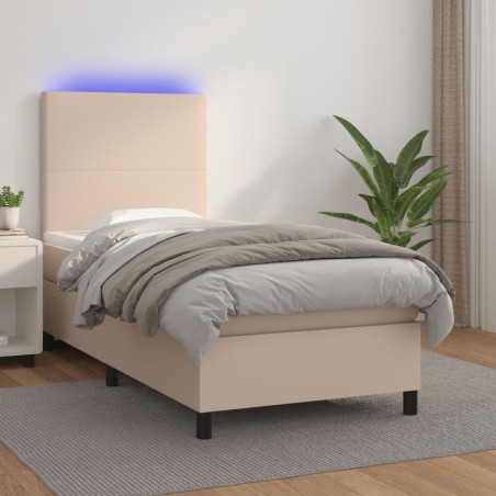 vidaXL Boxspringbett mit Matratze & LED Cappuccino-Braun 90x190cm