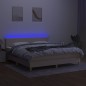 vidaXL Boxspringbett mit Matratze & LED Creme 160x200 cm Stoff vidaXL Boxspringbett mit Matratze & LED Creme 160x200 cm Stoff