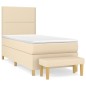 vidaXL Boxspringbett mit Matratze Creme 100x200 cm Stoff vidaXL Boxspringbett mit Matratze Creme 100x200 cm Stoff