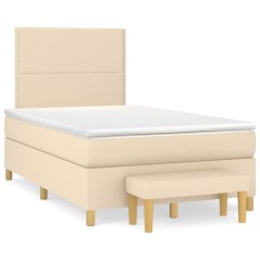 vidaXL Boxspringbett mit Matratze Creme 120x200 cm Stoff