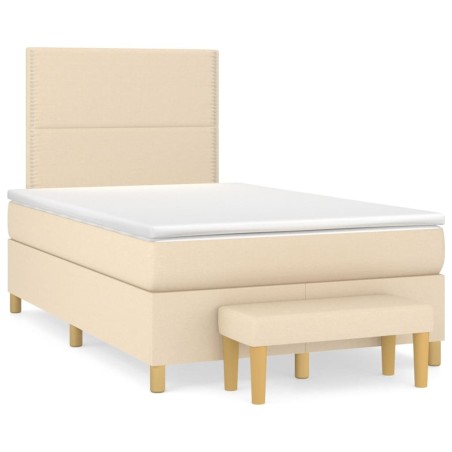vidaXL Boxspringbett mit Matratze Creme 120x200 cm Stoff