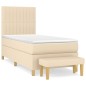 vidaXL Boxspringbett mit Matratze Creme 90x200 cm Stoff vidaXL Boxspringbett mit Matratze Creme 90x200 cm Stoff