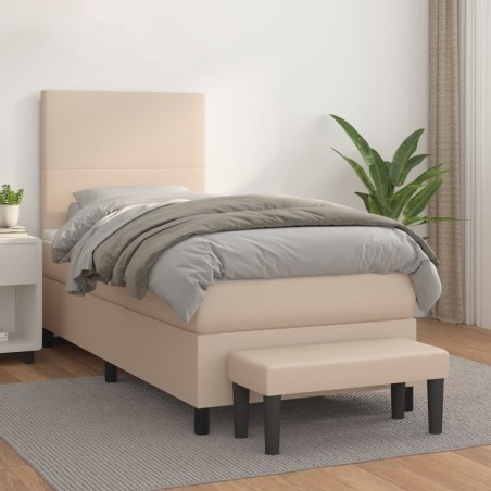 vidaXL Boxspringbett mit Matratze Cappuccino-Braun 80x200cm Kunstleder