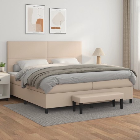 vidaXL Boxspringbett Matratze Cappuccino-Braun 200x200cm Kunstleder