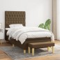 vidaXL Boxspringbett mit Matratze Dunkelbraun 100x200 cm Stoff vidaXL Boxspringbett mit Matratze Dunkelbraun 100x200 cm Stoff