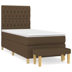vidaXL Boxspringbett mit Matratze Dunkelbraun 100x200 cm Stoff