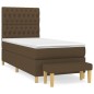 vidaXL Boxspringbett mit Matratze Dunkelbraun 100x200 cm Stoff vidaXL Boxspringbett mit Matratze Dunkelbraun 100x200 cm Stoff