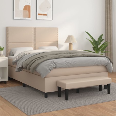 vidaXL Boxspringbett Matratze Cappuccino-Braun 140x200cm Kunstleder