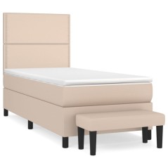 vidaXL Boxspringbett mit Matratze Cappuccino-Braun 90x190cm Kunstleder