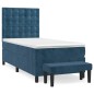 vidaXL Boxspringbett mit Matratze Dunkelblau 90x190 cm Samt vidaXL Boxspringbett mit Matratze Dunkelblau 90x190 cm Samt