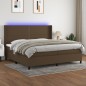 vidaXL Boxspringbett mit Matratze & LED Dunkelbraun 200x200 cm Stoff vidaXL Boxspringbett mit Matratze & LED Dunkelbraun 200x200 cm Stoff