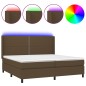 vidaXL Boxspringbett mit Matratze & LED Dunkelbraun 200x200 cm Stoff vidaXL Boxspringbett mit Matratze & LED Dunkelbraun 200x200 cm Stoff