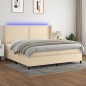vidaXL Boxspringbett mit Matratze & LED Creme 200x200 cm Stoff vidaXL Boxspringbett mit Matratze & LED Creme 200x200 cm Stoff