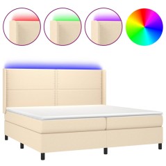 vidaXL Boxspringbett mit Matratze & LED Creme 200x200 cm Stoff